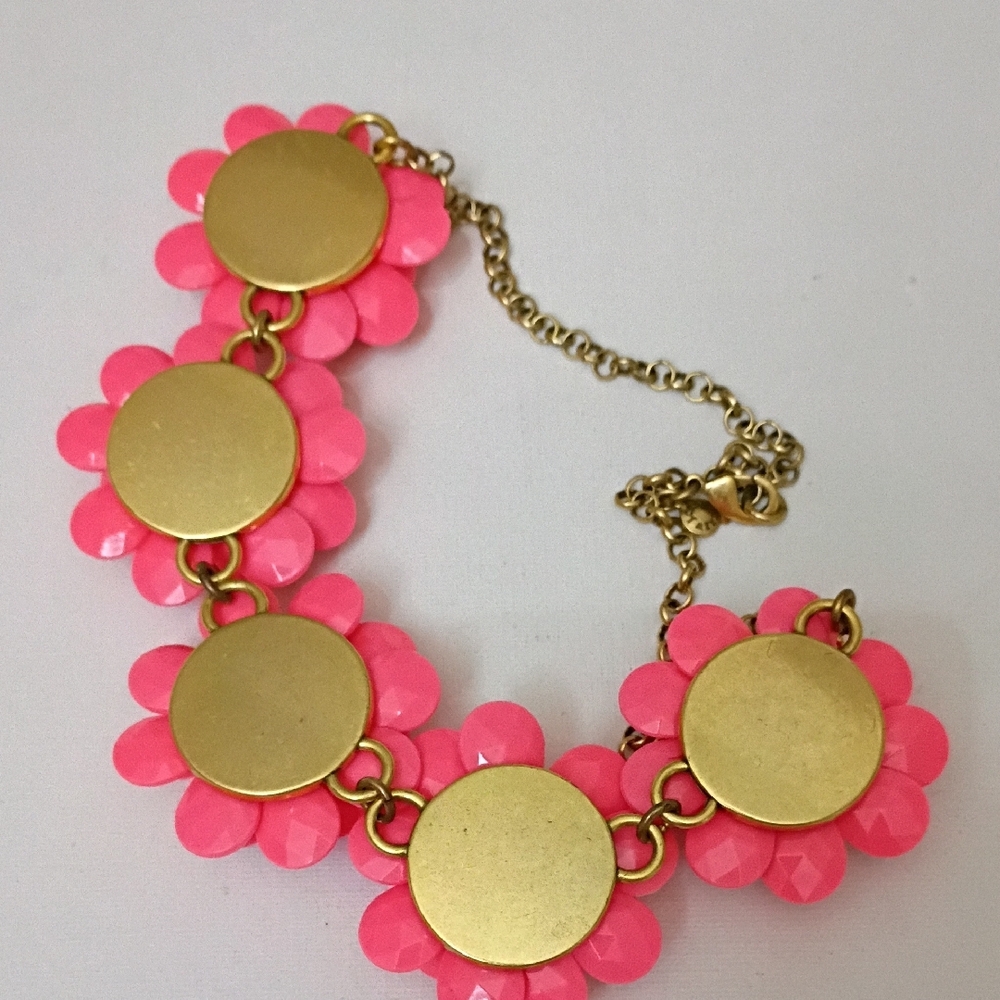 J. Crew Pink Floral Necklace with Gold Chain - Picture 6 of 6